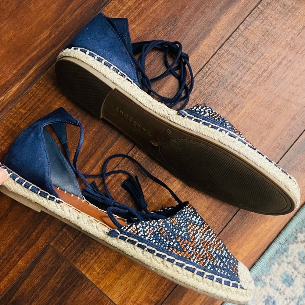Indigo Blue Flat Espadrilles Casual Comfort
